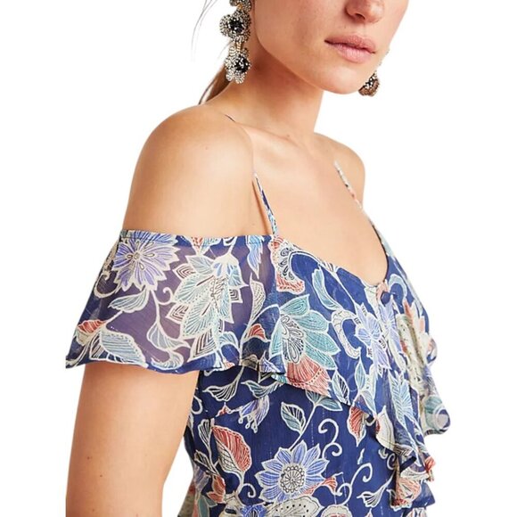 Maeve Anthropologie Mariposa Open-Shoulder Ruffled Top Size 6 - Picture 2 of 15